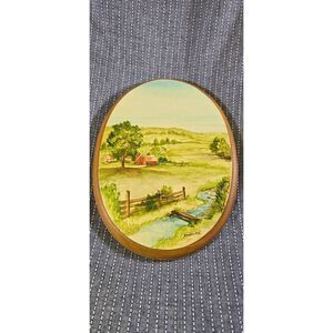 Vintage Hand Painted Rural Landscape Wall Art Signed Jean Smith '73